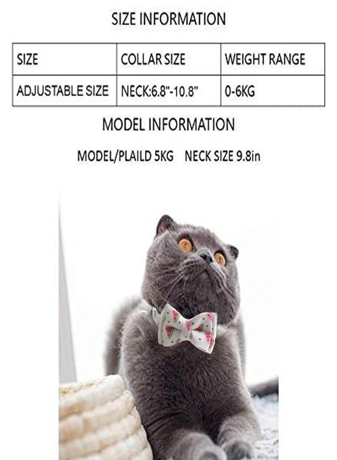 M-YOUNG Cat Collar Breakaway with Bell and Bow Tie, Plaid Design Adjustable Safety Kitty Kitten Collars(6.8''-10.8'') (Watermelon) - Image 5